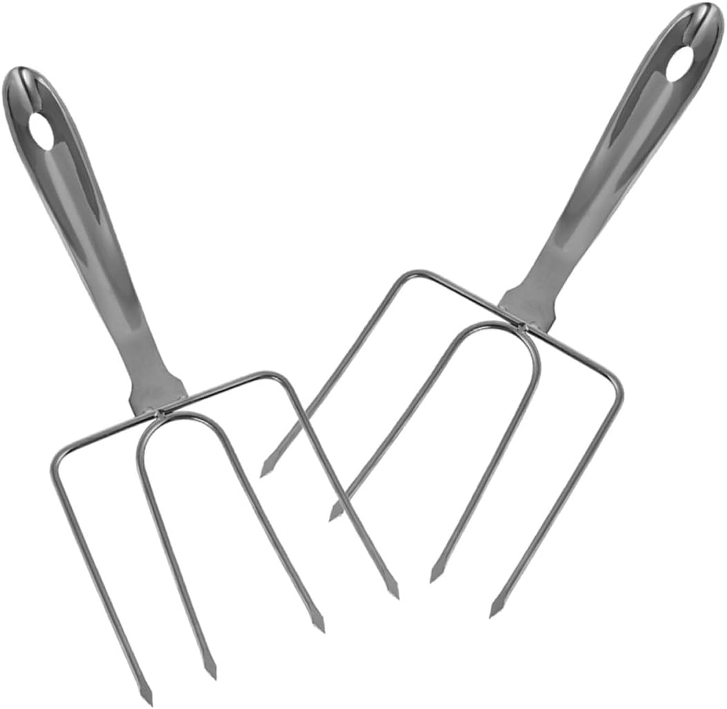 2pcs Stainless Steel Turkey Lifter Forks Barbecue Tools for Outdoor Grilling Camping Roasting Meat Poultry Bbq Accessories