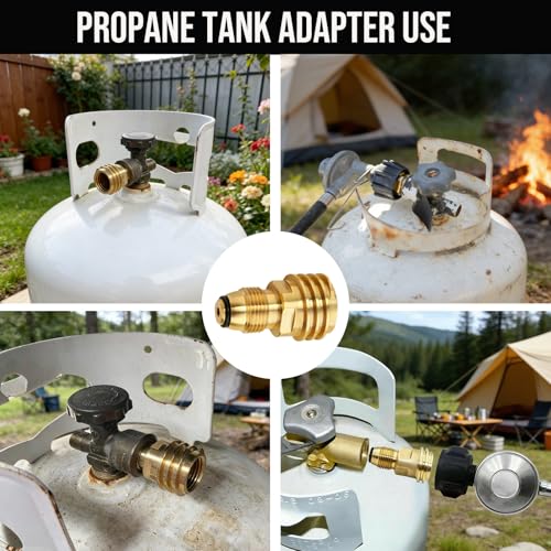 Image of 2 Pack POL to QCC1 /Type-1 Propane Tank Adapter Fitting, Old to New, Propane Tank Adapter Converts POL LP Tank Service Valve to QCC1 /Type1 Hose or Regulator, for 120 gallon 100 lb Big Tank, 100% Brass