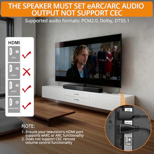 Image of Neoteck ARC /eARC Audio Extractor, HDMI ARC Audio to Optical Extractor with Supports PCM 2.0, Dolby 5.1, DTS 5.1, 24bit /192kHz, Plug and Play, Suitable for TV, Home Cinema & Legacy Audio Systems