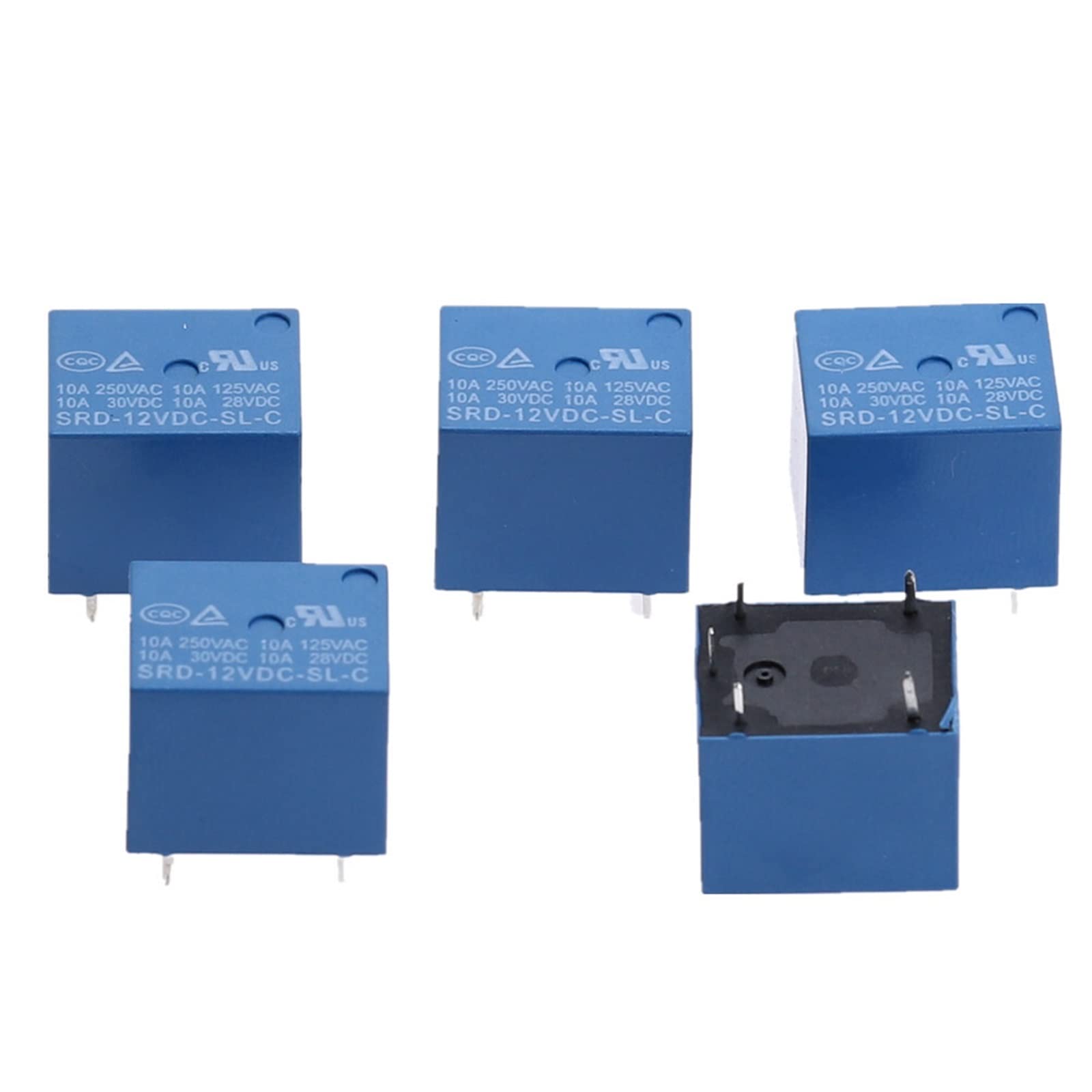 CSKWLLNBC 5Pcs Mini Module SRD-12VDC-SL-C DC 3V 5V 12V 24V SPDT 5 Pins Plastic Coil Power Relay Blue(SRD-3VDC-SL-C)