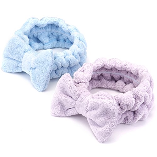 2 pcs: HBY Women Fashion Lovely Soft Bowknot Bow Makeup Cosmetic Shower Elastic Hair Band Hairlace Headband