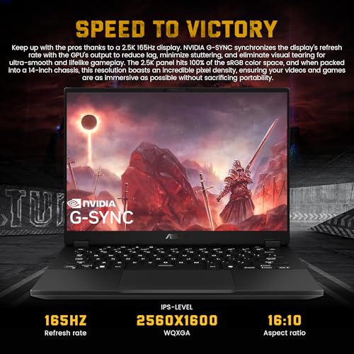 Image of ASUS TUF A14 14'' WQXGA 165Hz Gaming Laptop, AMD Ryzen AI 9 HX 370, GeForce RTX 4060, 16GB LPDDR5X RAM, 1TB SSD, Backlit Keyboard, Copilot, FHD Camera, Black, Win 11 Pro, 1TB Docking Station Set