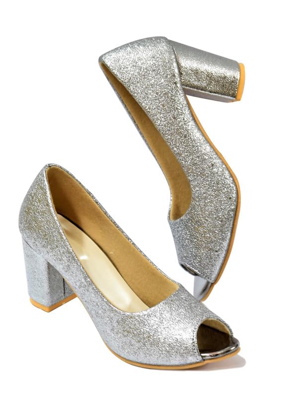 Stepee Grey Casual Bellies Slip on Block Heel Peep Toes Bally Sandal for Women (B0D67631WM) Amazon Price History, Amazon Price Tracker