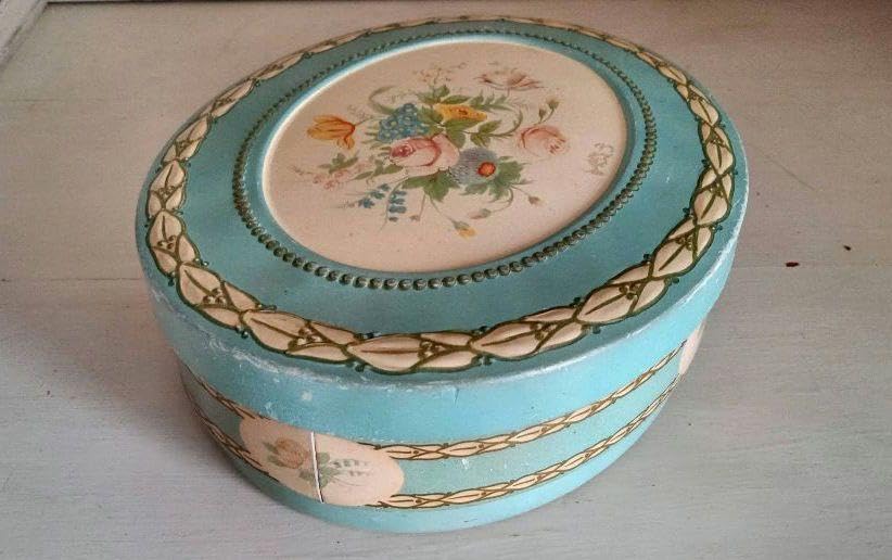 フランスアンティーク花のパウダー缶花びら小物入れフランス