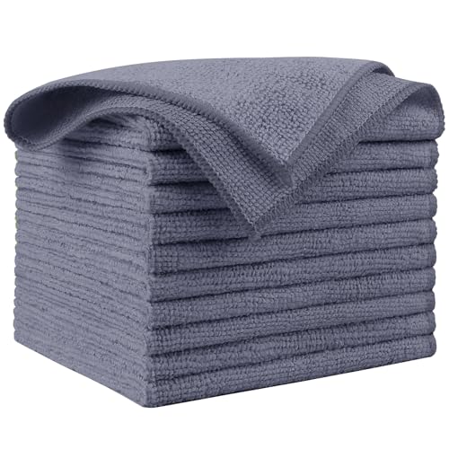 Image of AIDEA Microfiber Cleaning Cloth Grey 10PK, Micro Fiber Cloth for Cleaning Cars, Premium All Purpose Car Towels, Dusting Cloth Cleaning Rags SUVs, House, Kitchen, Window, Workshops, 12 inchx12 inch
