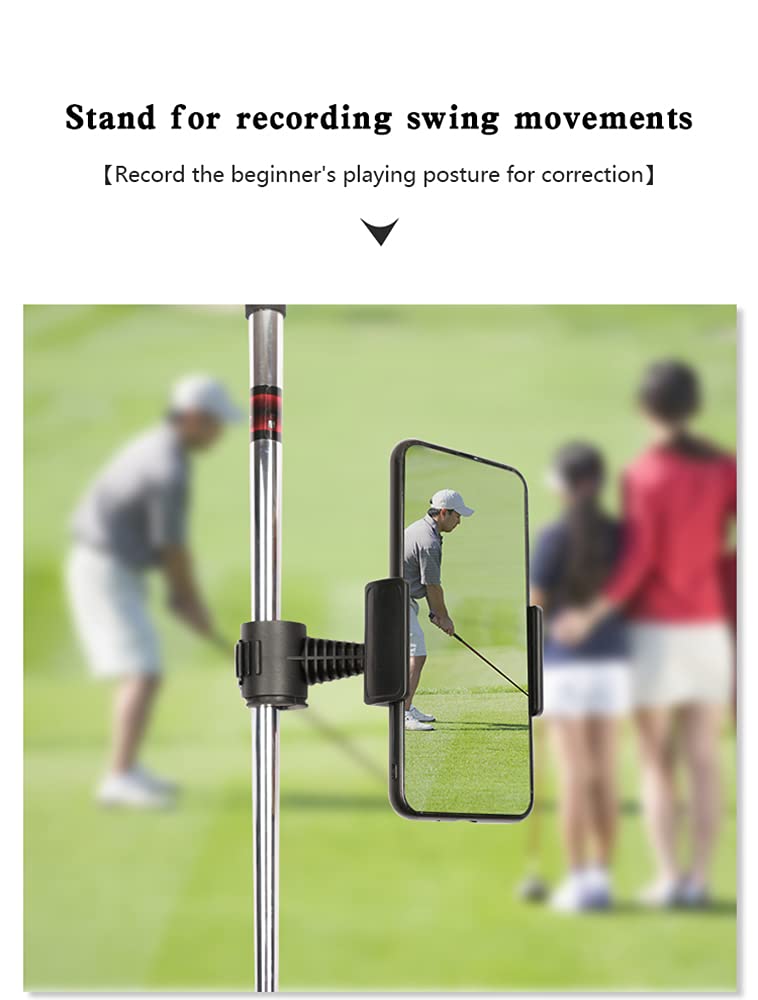 Supporto per telefono per registrare golf swing putting short game, rotazione a 360°, universale regolabile per smartphone, per carrelli da golf