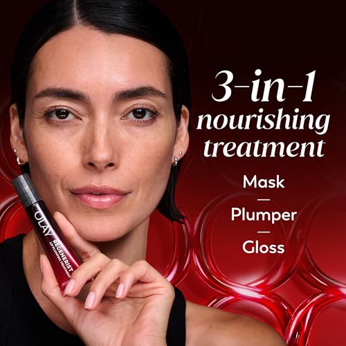 Image of Olay Regenerist Nourishing Treatment, Lip Balm, Plumping Lip Gloss for Women, Fuller Looking Lips & Smoothed Lines, 3-in-1 Mask, Plumper, Gloss - Anti-Aging Skin Care, Shea Butter & Coconut Oil, 0.5oz