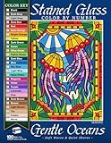 Gentle Oceans Stained Glass Color By Number: Soft Waves & Quiet Shores