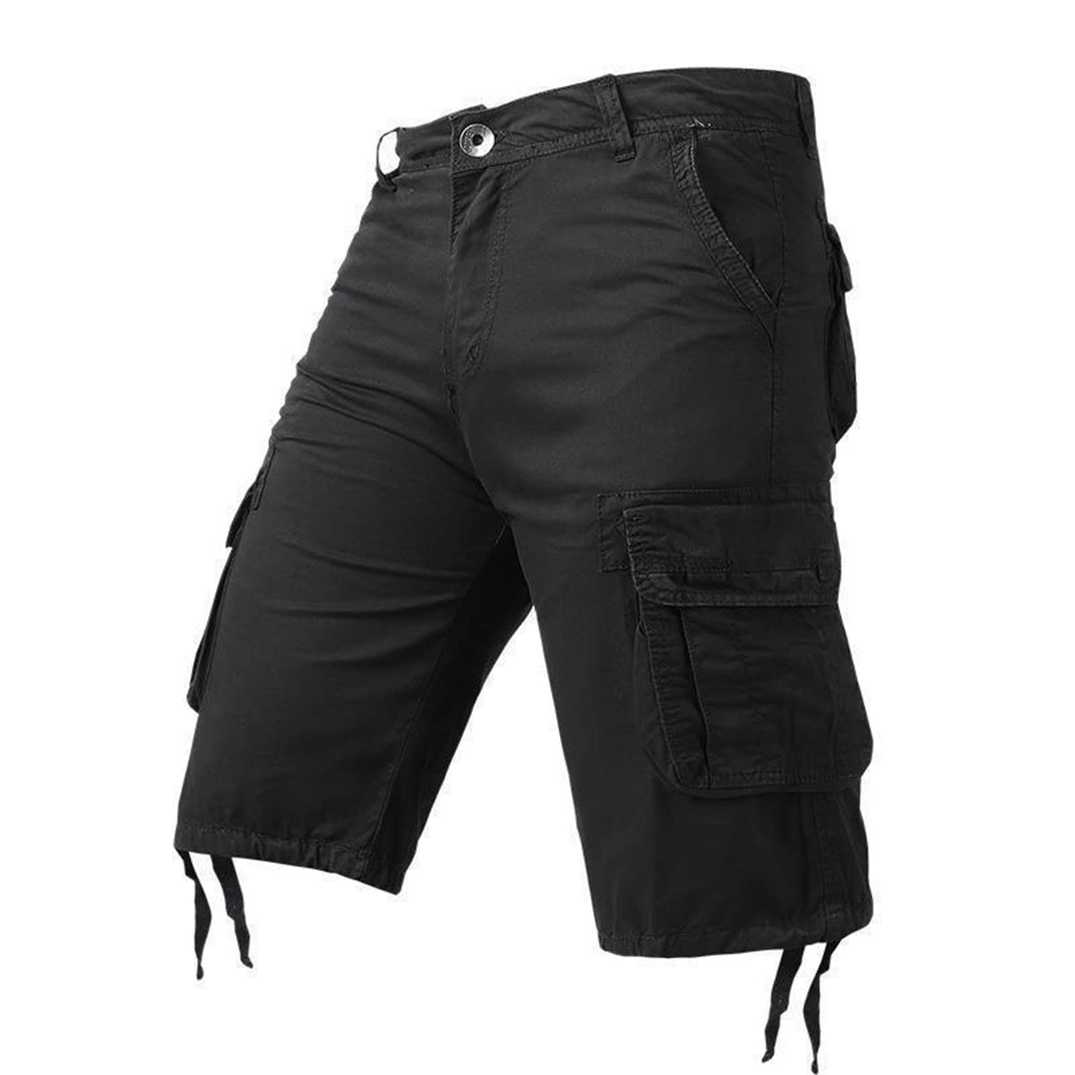 TecnovoMens Cargo Combat Shorts Drawstring Pockets Cotton Plain Summer Elasticated Waist Pants Casual Comfortable Workout Shorts