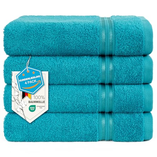 Hammetex Lot de 4 Serviettes 50x100 cm, 100% Coton 500 GSM, Douces, Absorbantes, Séchage Rapide, Idéal pour Le Gymnase, Le Bain, Le Sauna, Certifiées...