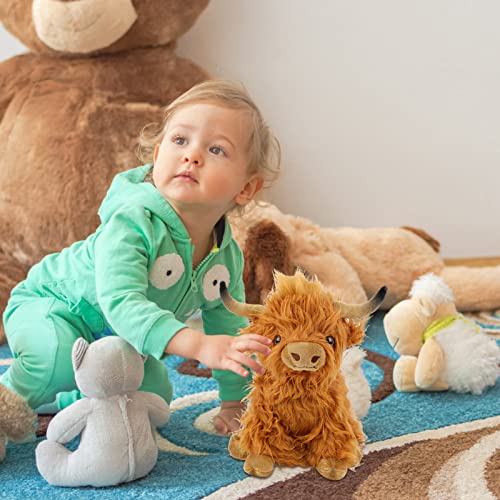 Hochlandkuh Plüschtier, Hochlandkuh Weichpuppen Hochlandkuh Kuscheltiere, Realistische Schottische Hochlandrinder Plüschtiere Kinder Figur Spielzeug Rind Kuschel Langhaar Stier Plüschtier für Kind