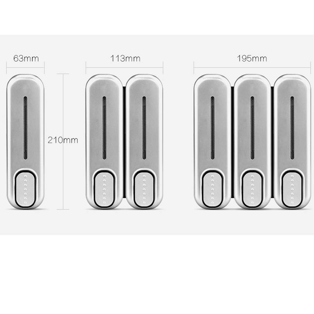 Dispensador de jabón automático sin contacto para cocina, baño, dispensador de jabón montado en la pared con capacidad de 11,8 oz, ideal para el hogar, hotel, centro comercial (plata, 3 cámaras)
