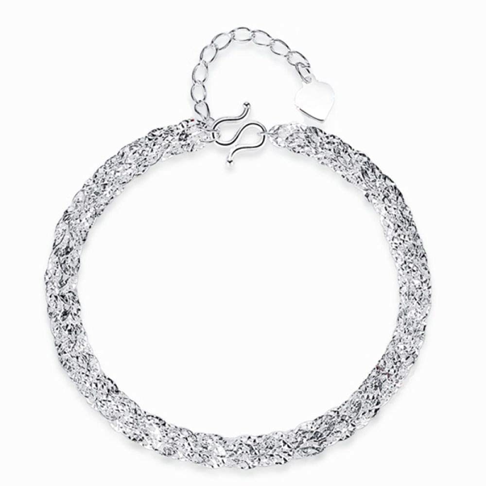 Braccialetti a Catena con Polsino in Argento Sterling Moda, Bracciale in Argento Sterling 925 da Donna Bracciale a Catena Cava Vintage Regali di Gioielli in Argento Sterling
