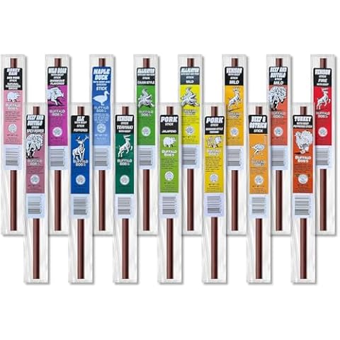 Buffalo Bob's Wild Game Meat Snacks (1oz Stick, 15 Pack) Exotic Variety Assortment Sampler, Gift for Men/Dad, Stocking Stuffer, Adventure Enthusiast Cover