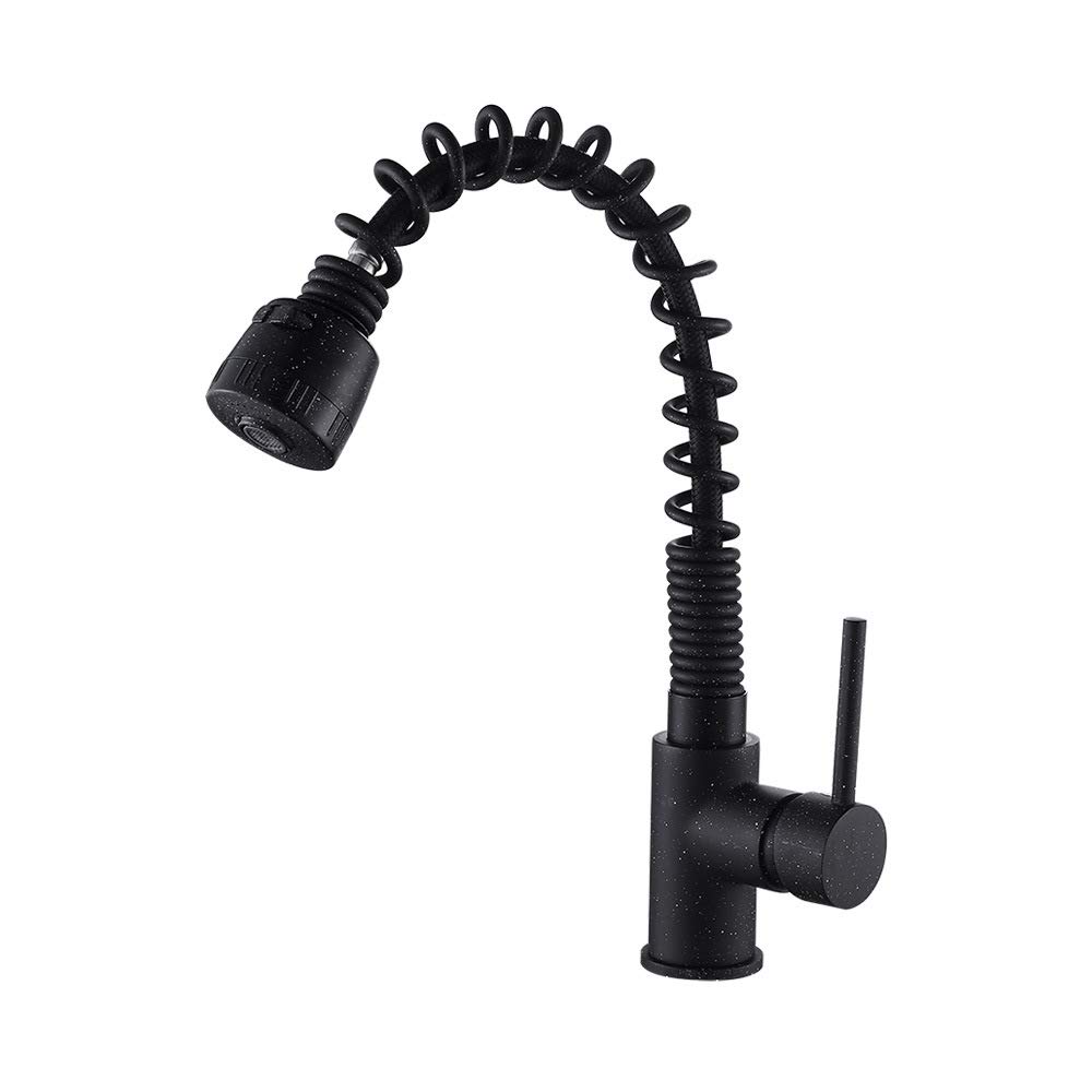 ZYCHSJXA Sink Taps Kitchen Pull-Out Faucet Spring Vegetable Basin Hot and Cold Water Black