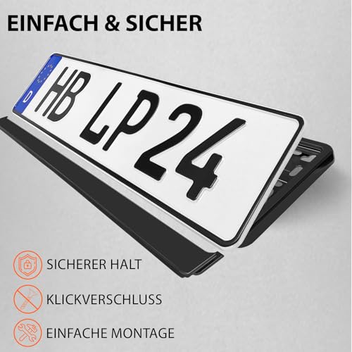 L & P Car Design 2 Kennzeichenhalter Auto - Schwarz für 520x110 Kennzeichen – Ansicht 6
