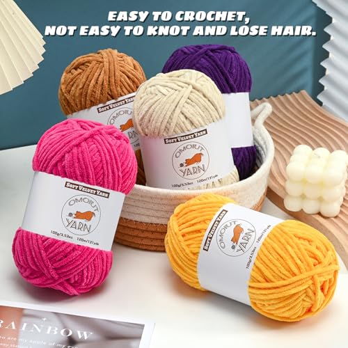 Image of Fluffy Velvet Yarn for Crocheting, Chunky Chenille Baby Blanket Yarn for Crocheting, Soft Fuzzy Puzzle Yarn for Knitting, 100g /3.53oz Bulky Thick Amigurumi Crochet Yarn(Milky White)