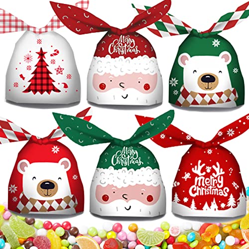 60 Stücke Weihnachten Geschenkbeutel,6 Design Geschenktüten Weihnachten