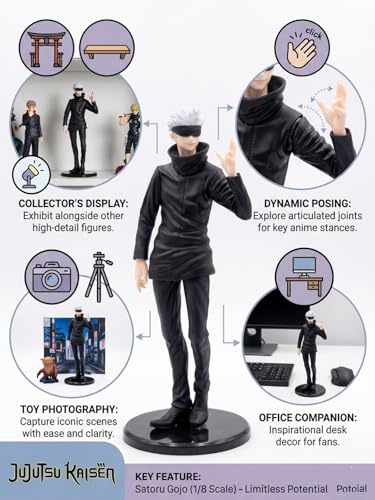 Image of Gojo Action Figure 21.5 CM Anime Figurine | Jujutsu Kaisen Gojo Satoru Statue | Premium PVC Collectible Figure | Desk Car Decor Toy | Anime Merchandise Gift for Fans Boys Girls (Gojo 21.5)