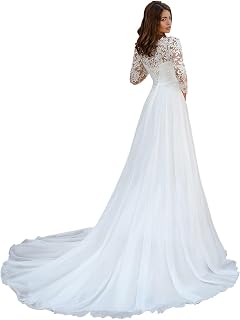 Boho Wedding Dresses for Women 2025 Tulle Lace Applique Bridal Gowns for Bride