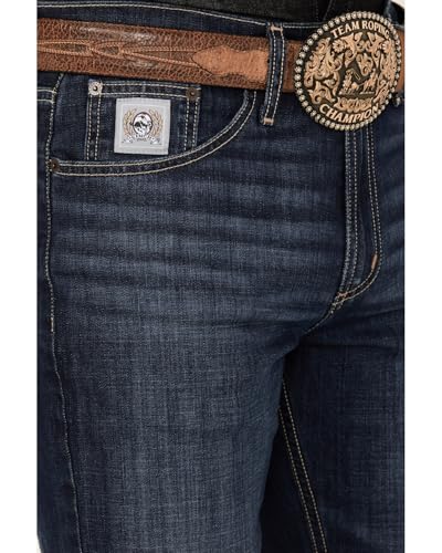 Cinch Men's Silver Label Dark Stonewash Slim Straight Performance Stretch Indigo 32W x 32L US2