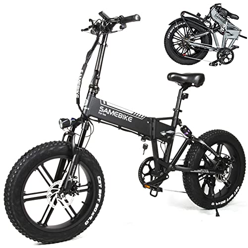 SAMEBIKE 20 Zoll 4.0 Fat Tire Elektrofahrrad mit Shimano 7-Gang und 48V 10AH Akku, Faltbares Elektrofahrrad Erwachsenes Ebike Mountain Beach Snow Elektrofahrrad Cover