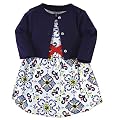 Touched by Nature Baby Girls' Organic Cotton Dress and Cardigan, Pottery Tile, 4-Toddler