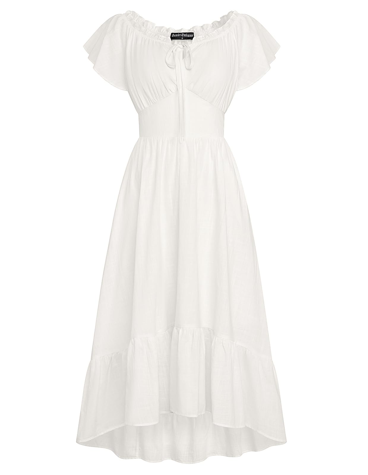 SCARLET DARKNESS Robe longue Renaissance pour femme, épaules dénudées, ourlet bas
