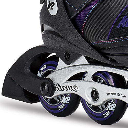 K2 Skate Charm Boa Alu Inline Skates, Black Purple, Size 1-5 #TOP1