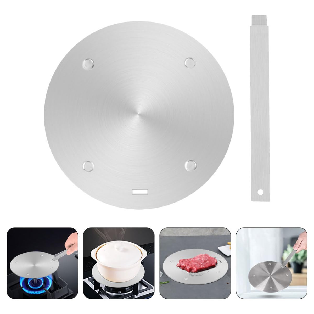 SHINEOFI Difusor de Calor para Cocinar 160Mm de Acero Inoxidable Original Placa Adaptadora para Placa de Inducción y Estufa de Gas Accesorio Práctico para Utensilios de Cocina Compatible