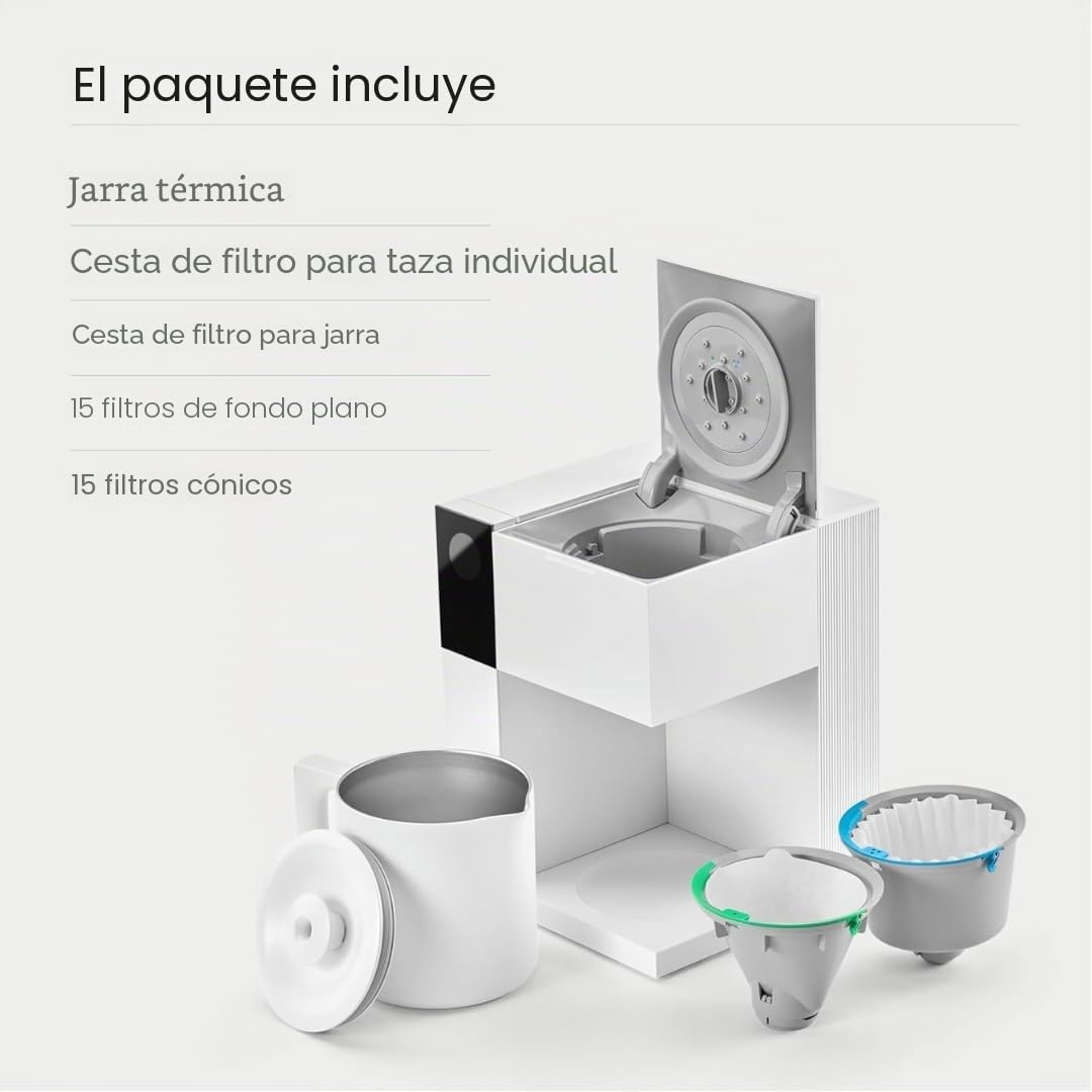 Fellow Cafetera de precisión Aiden - Jarra tipo termo para 10 tazas, ayuda para la elaboración integrada, programación, depósito de agua extraíble, blanco mate