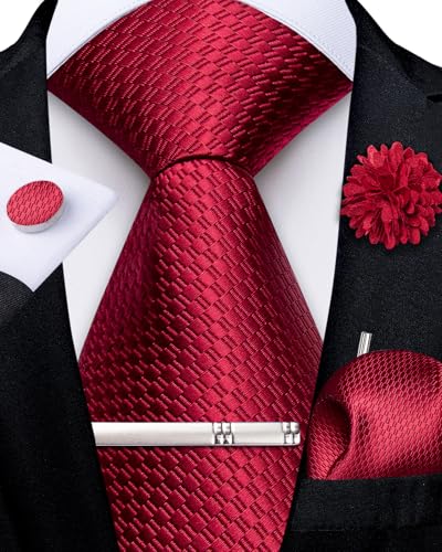 Image of DiBanGu Silk Pre-tied Ties for Men Formal Adjustable Necktie Set | 6PCS,Zipper Tie,Pocket Square,Cufflinks,Tie Clip & Lapel Pin,Wrinkle-Resistant,Premium Gift Box,Formal Business Wedding Party