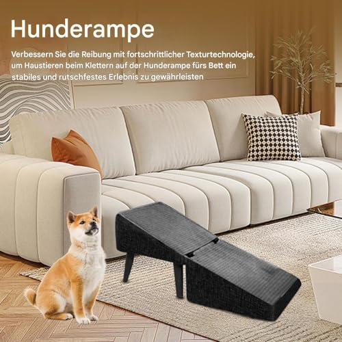 Split Ottomans Dog Ramp - Hunderampe für Bett & Sofa | Leichte Faltende Hundestufen | Stabilität Sicherheit Rampe Hund Klappbar | rutschfeste Tritt Hocker für Kleine Hunde und Verletzte Ältere Hunde