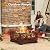 Florise Outdoor Fire Pit, 32 Inch Wood Burning Firepit for Outside with Mesh Cover & Fire Poker, Large Square Metal Fireplace for Patio, Backyard, Garden, Bonfire Party