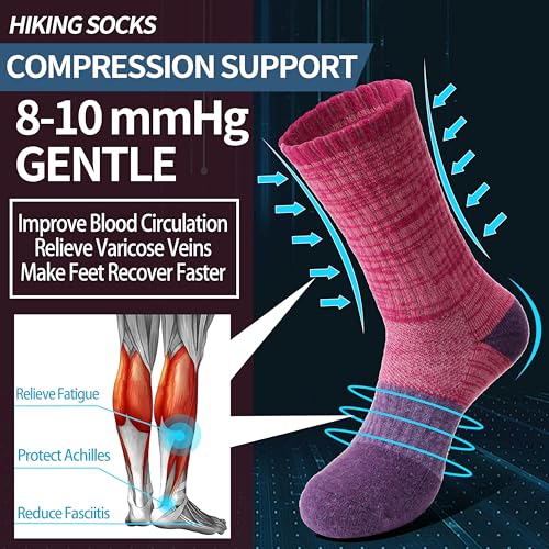 Anlisim Merino Wool Hiking Socks for Women Thermal Winter Warm Boot Work Cushion Socks 5 Pairs4