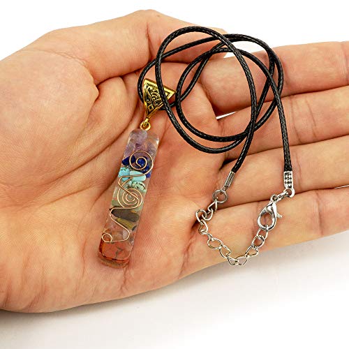 Collier pendentif 7 Chakras véritables pierres naturelles d’orgonite