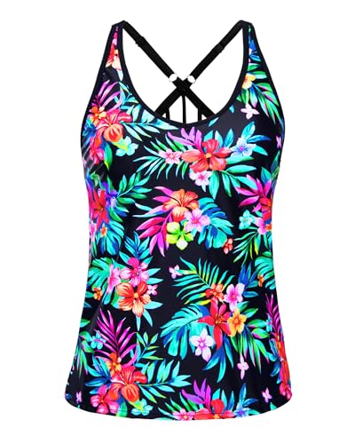 Image of Yonique Womens Tankini Top Only Athletic Swim Top Modest Tankini Swimsuit No Bottom