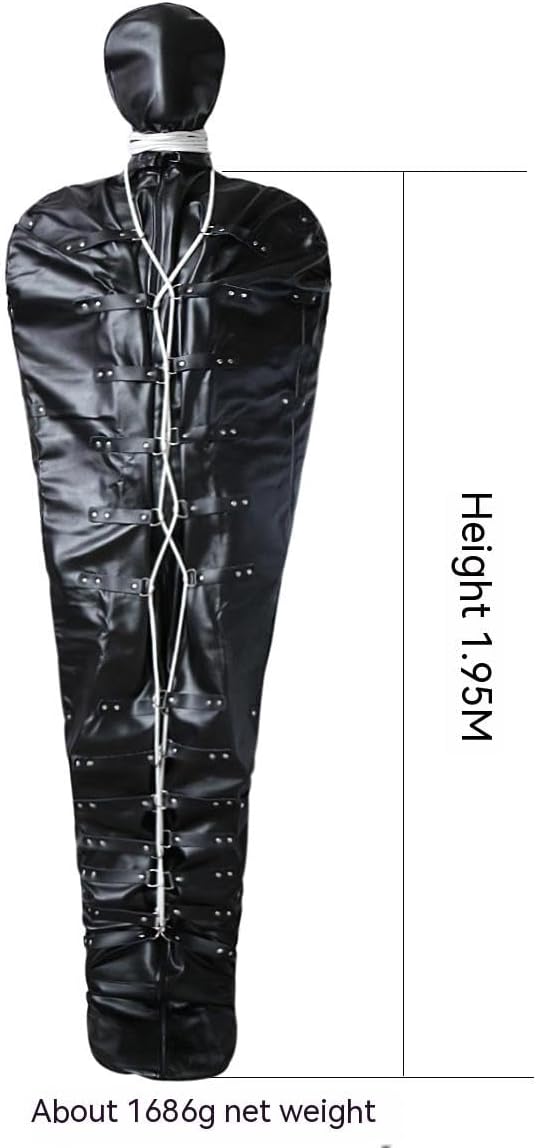 BDSM Fun Supplies Alternative Toys Leather Bondage Suit PU Beauty Sleeping Bags Body Bags Mummy Stage Game Props (Black)