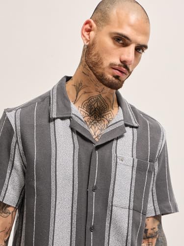Image of THE Bear House Men's Striped Regular Fit Shirt
