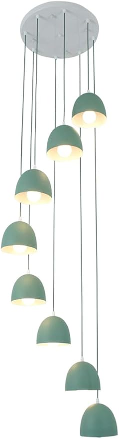 PTLYE PTLYE 8 Lichten Spiraal Trap Kroonluchter Hoog Plafond Hanglampen Creatieve Villa Woonkamer Holle Moderne Eenvoudige Duplex Lange Kroonluchter 40 x 200 cm (Kleur: Groen) photo 3