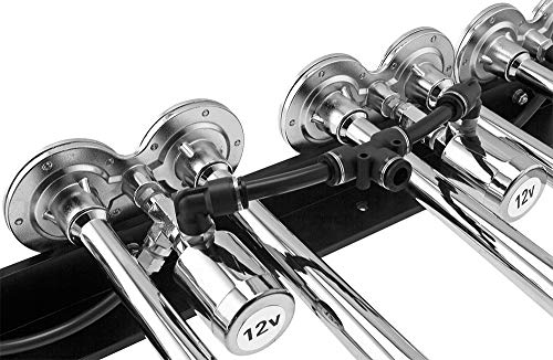 Vixen Horns Train Horn For Truck/Car. 8 Air Horn Chrome Plated Trumpets. Super Loud Db. Fits 12V Vehicles Like Semi/Pickup/Jeep/Rv/Suv Vxh8124Xlc #TOP3