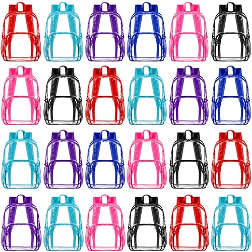 Image of Amylove 24 Pcs Wholesale bulk Clear Backpack bulk Heavy Duty PVC Transparent Bookbag for Donation Charity Security Workplace