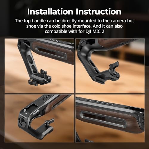 Image of SmallRig Wooden Top Handle with NATO Clamp & NATO Rail, Wooden Top Handle for Camera Cage, Load Capacity up to 15kg / 33.1lb, 3 /8 inch-16 Locating Holes for ARRI & 1 /4''-20 Threaded Holes - 5251