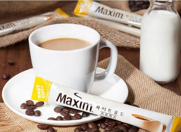 BC233 Korean Coffee Maxim Premium Instant Flavored Coffee Mix Sticks (20 Sticks, White Gold) image 3