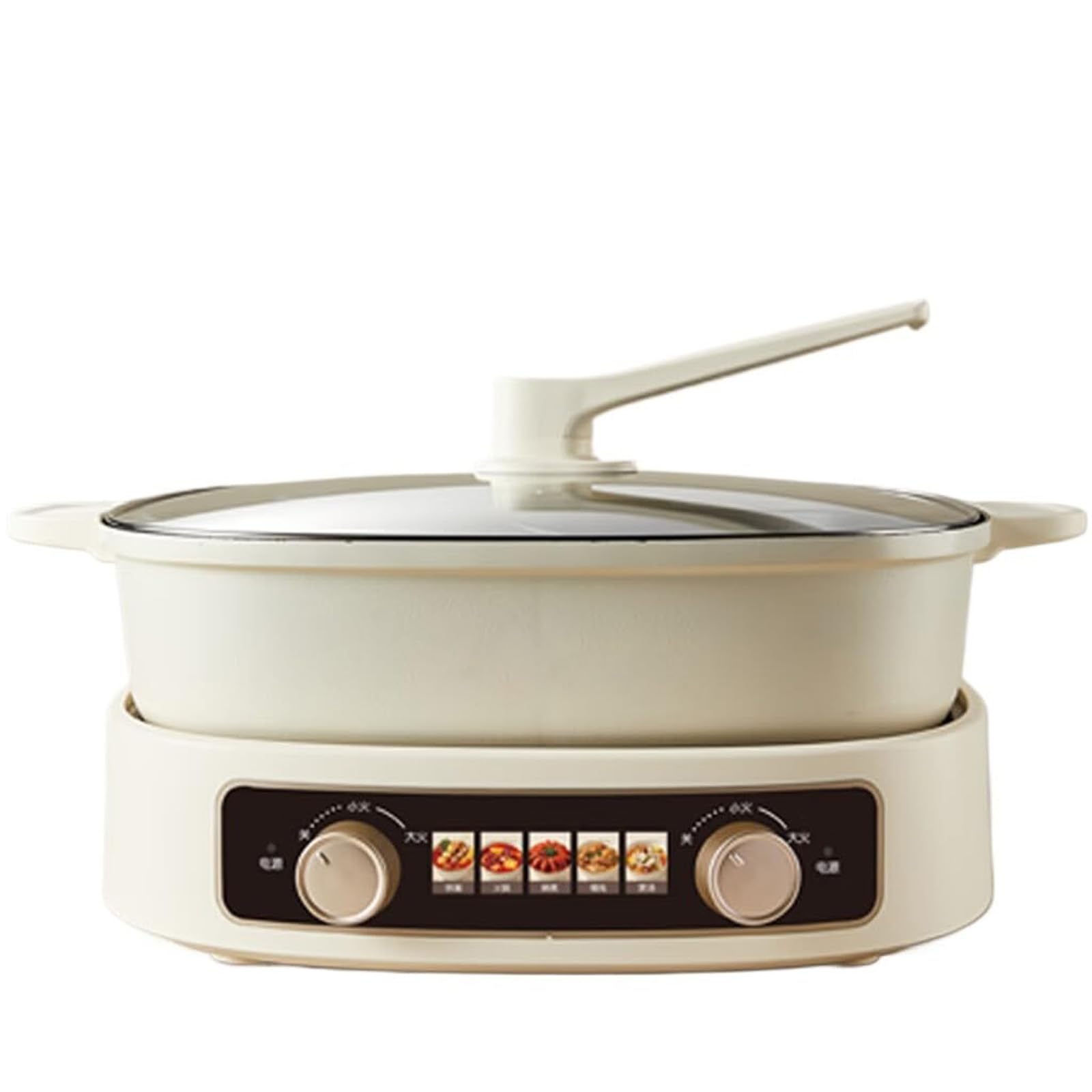 Pentola Elettrica, Pentola Elettrica Multifunzione con Controllo a Doppia Zona, Capacità Grande da 6L per 6-8 Persone, Potenza 2100W