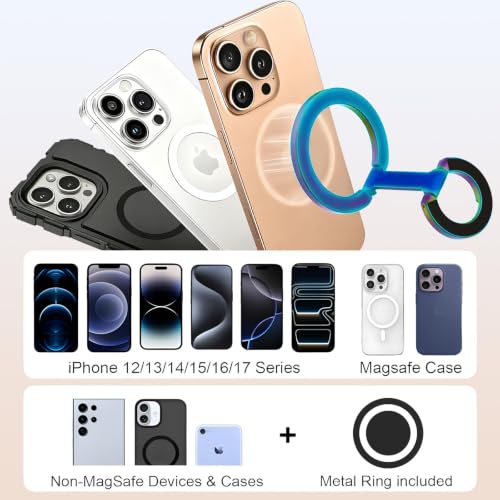 Image of Magnetic Phone Ring Grip for MagSafe Compatible with iPhone Samsung (Color) | Dual-Sided Magnetic Cell Phone Ring Stand Holder Compatible with iPhone 17 /16 /15 /14 /13 Pro Max Plus, and Magnet Car Mounts