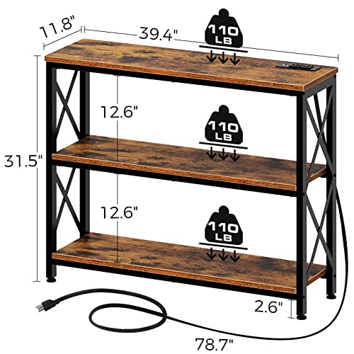 image for Rolanstar Console Table with Power Outlets, 39” Sofa Table with Stor