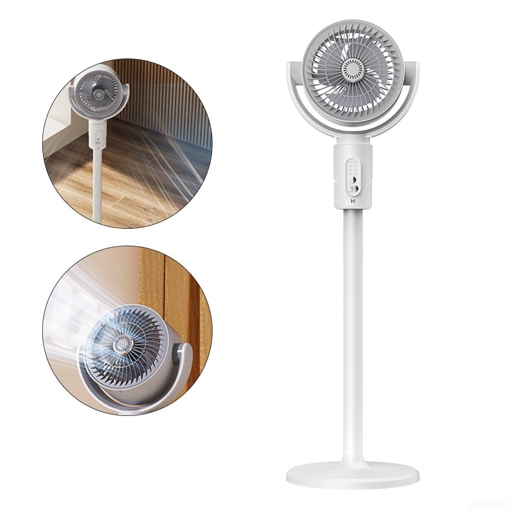 Ventilatore a piedistallo con telecomando, altezza regolabile, 3 livelli, potente ventilatore elettrico di raffreddamento per camera da letto soggiorno nero