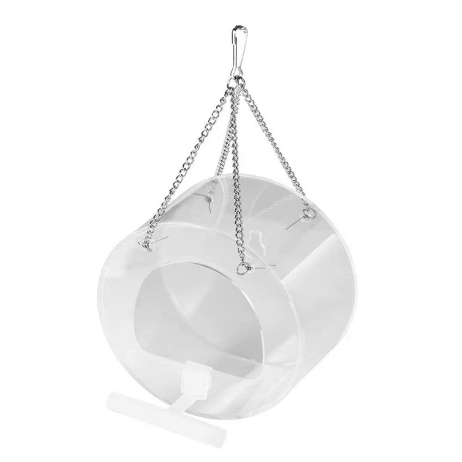 NEWFT Acrylic Bird Feeders with Hanging Chain Clear Food Bowl with Perch for Outside Wild Birds for Bird Lover
