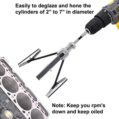 Yotoo 101003B Engine Cylinder Hone Tool Adjustable Deglazer 2 Inch-7 Inch Diameter 4 Inch Long Stones 220 Grit thumb #1